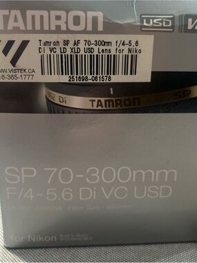 Tamron SP70-300mm Lens Manual with Box f/4-5.6 Di VC USD —  for Nikon 62mmfilter